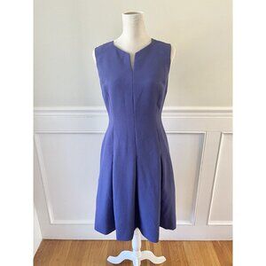 Hobbs London Slate Blue Notch Neck Fit & Flare Dress UK 10 EU 38 US 6